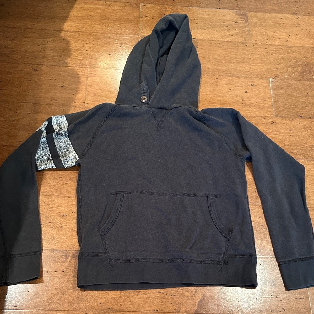 Crewcuts Charcoal Hoodie with Striped Sleeve
